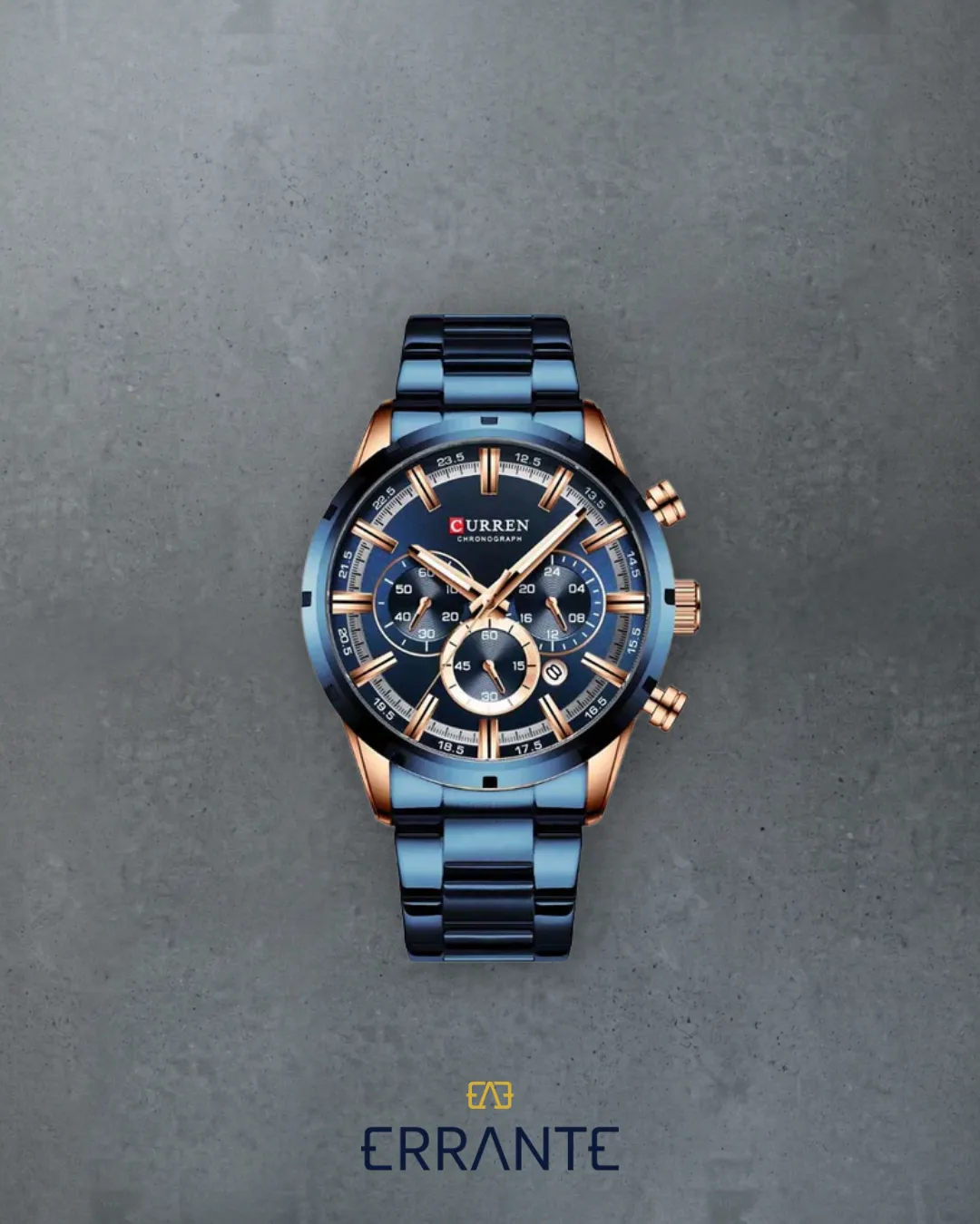 Reloj CURREN 8355 - Elegante & Acero Azul/Oro Rosa